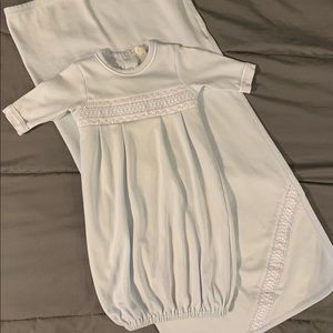 Kissy Kissy NB gown and matching blanket set. NEVER WORN. Closet hung